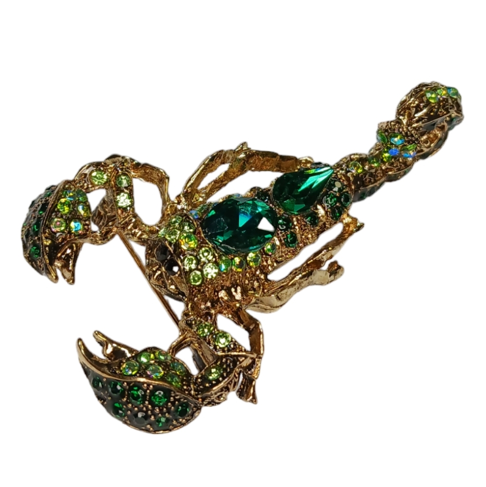 Scorpion Crystal Rhinestone Bling Articulated Stinger Brooch Pendant - Picture 4 of 13